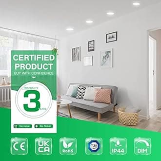 ALUSSO LED Downlights Dimmable 7W IP44 Slim Recessed Ceiling Lights, 3CCT 3000K Warm 4000K Neutral 6500K Cool Adjustable Bathroom Spotlights, Polished Chrome, 6 Pack