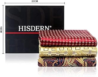 HISDERN Cravats and Mens Handkerchief Paisley Floral Cravat Wedding Party Business Casual Ascot Tie & Pocket Square Set, Navy Blue / Brown, One Size