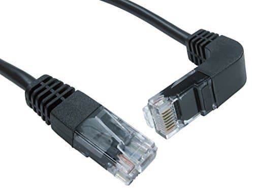 rhinocablesCAT5e Ethernet Patch Lead RJ45 Network Internet Cable Straight to Right Angle DOWN 90 Degree 1m