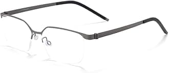 Superlight Titanium Blue Light Blocking Glasses Stylish Semi-rimless Rectangle Computer Gaming Eyeglasses (Gunmetal)