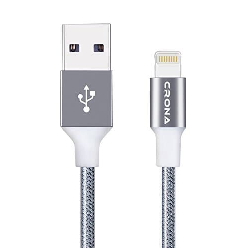 CRONA Lightning Cables apple ,iPhone Charging Cable Nylon Braided Cord 4Pack (1ft/3ft/3ft/6ft)for iPhone X / 8 / 8 Plus / 7 / 7 Plus / 6 / 6 Plus / 5S /5C /iPad /iPod (Grey)