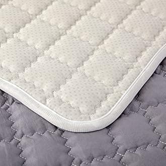 vctops Farmhouse Solid Color Sofa Slipcover Non Slip L Shape Sofa Cover Lace Trim Plaid Quilted Sectional Couch Cover Furniture Protector Cover for Pets Kids Children Dog Cat (Gray,43"x43")