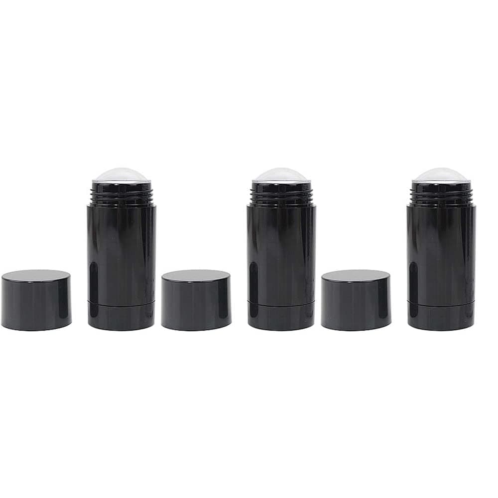 6-Pack 15ml Black Empty Deodorant Containers Round Shape Bottom Filling Stick Deodorant Container Twist Up Stick Tube Lip Balm and DIY