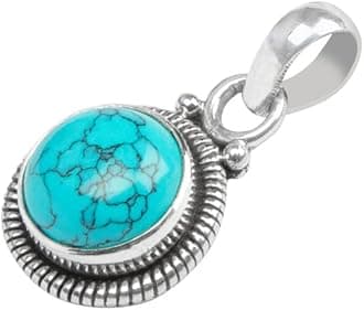 Gemstone 925 Sterling Silver Pendant Necklace For Women Girls- Natural Gemstone Solitaire Handmade Pendant