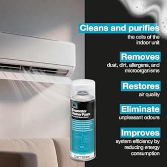 ERRECOM Cleaning Kit for Air Conditioners, includes Evaporator Cleaner Foam Air Conditioner Foaming Cleaner, Wally Cleaning Cover, A/C Tabs 40 Air Conditioner Tabs, long-lasting effect, Gloves