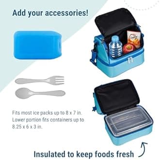 Wildkin Two Compartment Insulated Lunch Bag for Boys & Girls, Perfect Solution for Packing Hot or Cold Snacks for Kids' School and Travel, Ideal for Lunch Bag for Kids (Aqua)