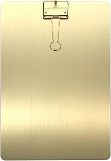 A4 Gold Clipboard, Metal Menu Clip Board with Binder Clip, Folder Plate Writing Splint Paperboard Drawing Board Office and School Stationeries Supplies (A4, Gold)
