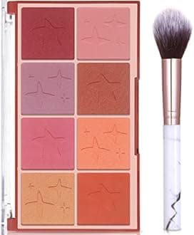 Shimmer Matte Blush Palette + Makeup Brush