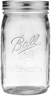 Ball Wide Mouth Glass Mason Jars with Lids and Bands, Canned Pickles, Juice, Jam, Jelly, Quart, Size 32 Ounces (Pack of 8)