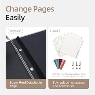 Vienrose Large Photo Album Self Adhesive for 4x6 8x10 Pictures Scrapbook Album DIY Scrap Book 40 Sticky Pages with A Metallic Pen