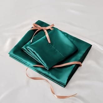 BEDELITE Satin Sheets Queen Size Bed Set, Luxury Soft Teal Silky Sheets for Hair and Skin, Similar to Silk Bed Sheets Set 4 Pieces （1 Deep Pocket Fitted Sheet, 1 Flat Sheet, and 2 Pillowcases）