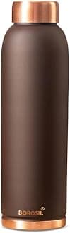 BOROSIL Colour Copper bottle 1 Litre, Brown 100% Pure Copper, BPA Free & Leakproof with Anti-Oxidant Properties of Copper, for Home, School & Office