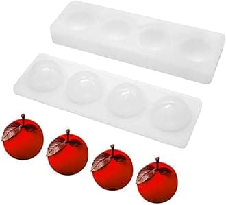 4-Cavity Ball Mold Cake Silicone Molds for Baking Dessert Jelly Ice Cream 3D Fruit Shapes Silicone Mold for Chocolate Candy Pastry Truffle Pudding Jelly Cheesecake Mousse Soap