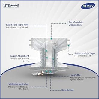 Adult Diaper, Tape Style, Extra Large (XL) Size, 10 Count, Unisex, Waist Size (50-68 Inch | 127-172 cm), Super Absorbent Core, Wetness Indicator, Overnight Protection, Pack of 1