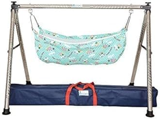 A TO Z HUB Baby Boy's and Girl's Portable Folding Swing Cradle/ghodiyu/parna/jhula, with Free Baby Cotton Hammock. (Regular Folding Round Pipe (Black))