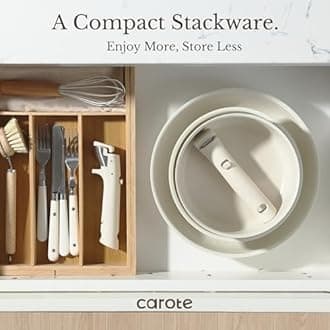 CAROTE 17pcs Pots and Pans Set, Nonstick Cookware Set Detachable Handle, Induction Kitchen Cookware Sets Non Stick with Removable Handle, RV Cookware Set, Oven Safe