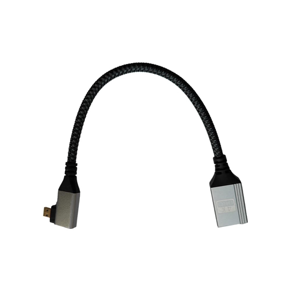 Seadream 4K Angled Micro HDMI to HDMI Adapter Cable 10inch 90°Degree Right Angled Micro HDMI Male to HDMI 2.0 Female Nylon Braided Cable (Type D to Type A) Support 4K/60Hz 1080p (Right Angled)