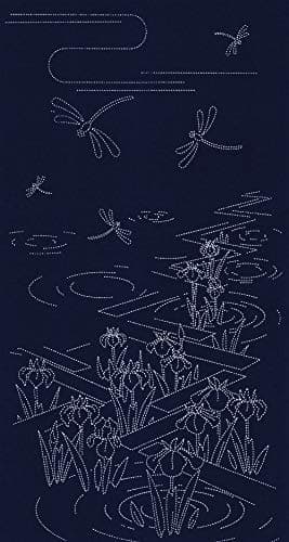 Sashiko Fabric: Iris Garden - Pre-Printed Panel 24" x 44"