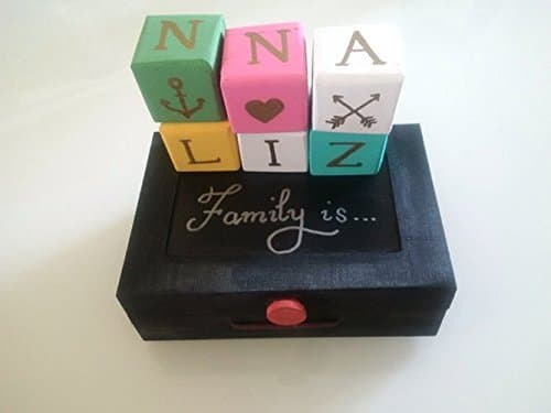 Solid Stackable Wood Letter Blocks Keepsake (with box)