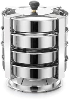 HORIZON Stainless Steel Thatte Idly Cum Dhokla Stand/Thatte/Plate Idli Maker Suitable for Outer Lid Cooker (4 Plates) - Medium