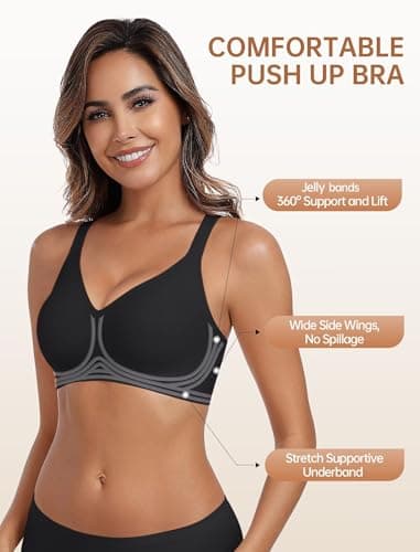 Vertvie Racerback Bras for Women Full Coverage Supportive Wireless Bras Push Up Seamless Bralettes Convertible T-Shirt Bra