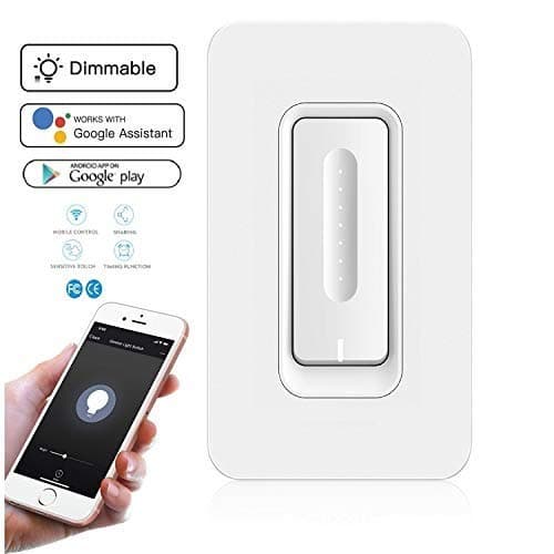 Smart Light Switch with Dimmer - No Hub Required - Control Lights from Phone via Wi-Fi, has Timer Function, Control Your Fixtures From Anywhere, Compatible With Alexa, Google Home