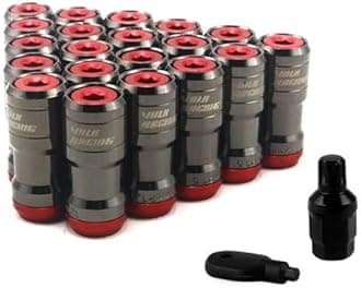 Volk Racing Concealed Heptagon Formula Steel Wheels Lock Lug Nuts Acorn Rim Close End M12x1.25 M12x1.5 Burning Blue 20Pcs/Set (Color : Titanium Color, Size : M12x1.25)