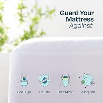 Linenspa Zippered Mattress Encasement - Waterproof & Bed Bug Proof - Premium Noiseless & Absorbent Cover - Dorm Room Essentials - Twin XL