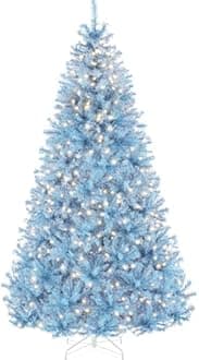 Best Choice Products 6ft Pre-Lit Baby Blue Christmas Tree, Full Artificial Holiday Decoration w/ 947 Branch Tips, 250 Lights, Foldable Base
