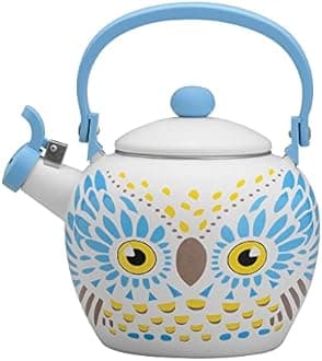 Gourmet Art Owl Enamel-on-Steel Whistling Kettle