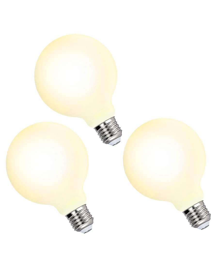QUESERA® G95 LED Large Globe Light Bulbs Edison E27 Energy Saving Lamps 6W WARM White Omnidirectional Lighting with Glass Lamp Shade Replace 60W Incandescent Lamps 3 Pack (WARM WHITE)