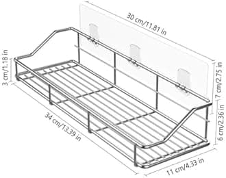 ODesign Adhesive Bathroom Shelf Organizer Shower Caddy Kitchen Spice Rack Wall Mounted No Drilling SUS304 Stainless Steel Rustproof