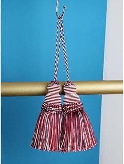 Fenghuangwu Red/White/Blue 4P Polyester Tassel Key Tassel DIY Accessories for Home Decor, Curtain, Jewelry, Wedding, Christmas