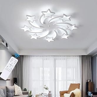 Qcyuui LED Ceiling Lights for Living Room, Dimmable Modern Star Design with Remote Control, 86W Acrylic Ceiling Light for Kids Room, Bedroom, Lounge