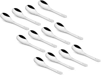 12 Pieces Stainless Steel Small Spoons for Container/Spice Jars | Masala Spoons | Small Spoon for Spices | Spoon Set | 12 mini | Length 9 cm | Silver
