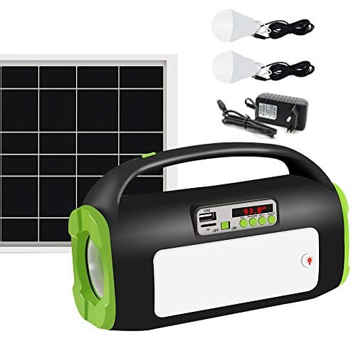 UPEOR Solar Generator Lighting System Portable Solar Power Generator Kit for Emergency Power Supply,Home & Outdoor Camping,Including MP3&FM Radio,Solar Panel,3 Sets LED Lights (Dark Green)