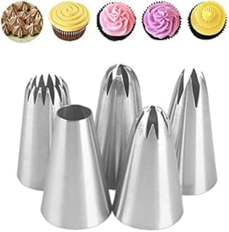 Icing Piping Nozzles,5Pcs/Set Stainless Steel Round Piping Nozzles Cake Decorating Tips Set for Baking, Cakes, Cup Cakes, Cookies