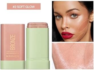 Mysense Cream Bronzer Stick, Shimmer Face Highlighter Stick, Buildable Highlight Contour Stick Makeup, Silky Smooth Formula for A Natural Radiant Look, 02 Soft Glow