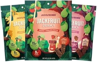 Jack & Friends Variety Jackfruit Jerky - 15g Protein - 9g Fiber - 100% Plant Based Jerky - Gluten Free - Soy Free - Vegan - Low Sugar - All Natural Ingredients - 6.6 Oz (Pack of 3)