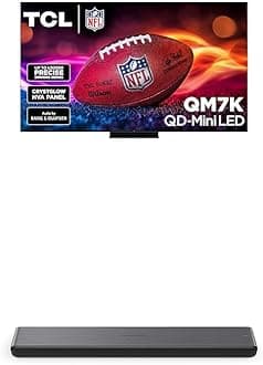TCL 85-Inch QM7K QLED 4K Smart QD-Mini LED TV with Google TV (85QM7K, 2025 Model) + S45H S Class 2.0 Channel Sound Bar with Dolby Atmos