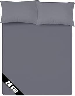 Sunshine Comforts Microfiber 4FT Fitted Sheets Breathable, Anti Wrinkle 26cm Deep Pocket Grey Bedding & Linen 122 X 190 CM Small Double Fitted Sheet 3/4 Bed Sheets Fitted