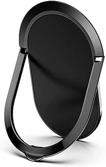 KolorFish Super Thin Tabletop Metal Mobile Phone Finger Ring Stand Holder Grip Kickstand, Supports Magnetic Car Mount for All Phones/Tablets (Black)