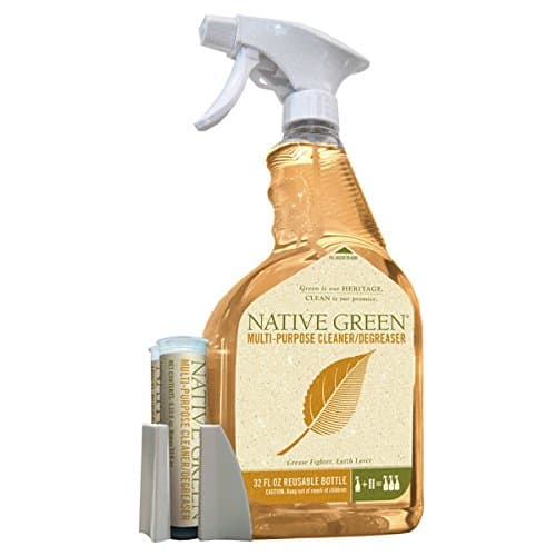 Native Green Multi-Purpose Cleaner/Degreaser Starter Kit. Kitchen Cleaner-Degreaser Bottle with 2 Refill Pods. Non-toxic and Eco-friendly Cleaning Products. Refill & reuse up to 50 times.