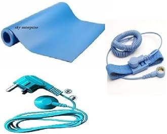 Sky-Zero Volt Therapy kit Grounding Mat Pad Earthing Sheet With 3 pin Plug & Grounding Wrist Band for Grounding Human body volatge (SIZE) (3X4 FT)