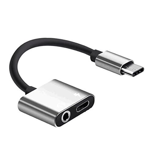 2 in 1 USB Type C Cable Fast Charge to 3.5mm Audio Jack Headphone Adapter Converter Supports Audio Charging Motorola MotoZ, Letv Le Pro 3（Not Support Google Pixel,Pixel 2, Pixel 2 XL） (Silver)