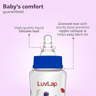 Anti-Colic Wide Neck Natura Flo Baby Plastic Feeding Bottle, 150Ml, New Born/Infants/Toddler Upto 3 Years, Floral, BPA Free