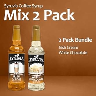 Syruvia Coffee Syrup Variety Pack - Irish Cream & White Chocolate- Gluten-Free, Kosher, 25.4 fl oz Bottles - Enhance Your Coffee Experience with Premium Flavoring Syrups