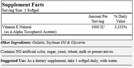 Vitamin E 1000 IU (250 Softgels)