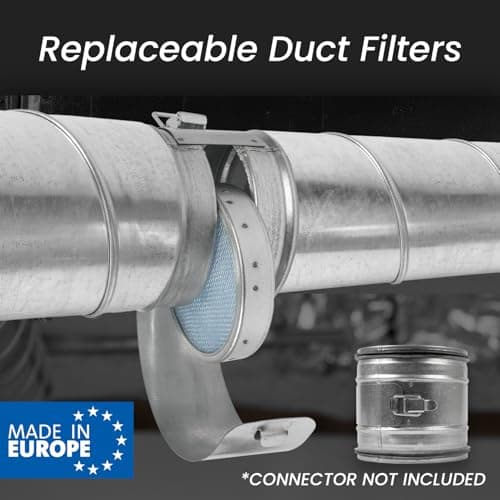 8" Inch Filter Replacement - Round Duct Filter System - G4 Class Filter and Mesh Screen - Dust Collection and Air Purification