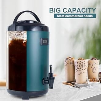 Hot Beverage Dispenser, Stainless Steel Insulated Beverage Dispenser Cold and Hot Drink dispenser with Thermometer– 12 Liters Water Dispenser with Spigot